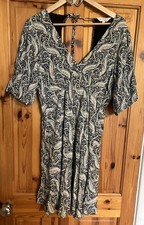 Copper And Black Fatface Tea Dress Size 12 Green Paisley Pattern Lined