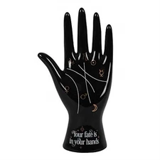 Black Palmistry Hand Ceramic Figurine