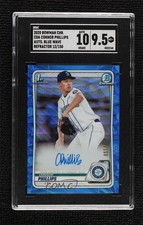 2020 Bowman Draft Blue Wave Refractor Connor Phillips SGC 9.5 Mint+ Auto 07b3