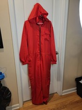 Hooded Red Jumpsuit/Coveralls Many Pockets See Measurements For Size