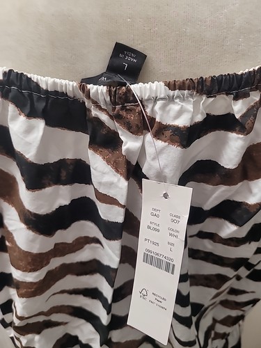 J CREW DAMEN ZEBRA PRINT, PUFFÄRMEL FRÜHLING OBERTEIL SCHÖSSCHEN BLUSE Gr. L Neu mit Etikett - Bild 6 von 8