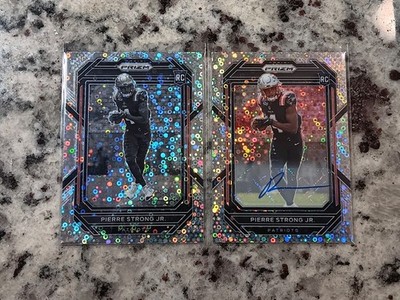2022 Prizm Pierre Strong Jr No Huddle Silver Disco Rookie Auto + B/W RC Patriots