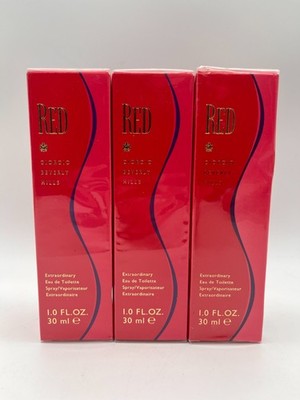 3x RED by GIORGIO BEVERLY HILLS EXTRAORDINARY EDT SPRAY WOMEN 1oz EACH SEALED