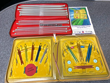 2 Vtg Boye Needlemaster Knitting Kit  Bernat-Aero 22 set w/Cases 1960s