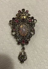 VINTAGE SARHA COVENTRY CROWN TOP BROOCH RINE STONES FREE SHIPPING USA