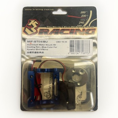 3 Racing MIF-ST04/BU Aluminium Motor Mount W Cooling Fan For Kyosho Mini Inferno