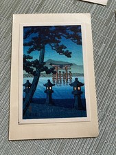 Watanabe Japanese Woodblock Print Notecard Torii At Miyajima Kawase Hasui