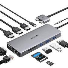 MacBook Docking Station Dual Monitor, 12 in 2 Thunderbolt 3 USB C Adapter für...