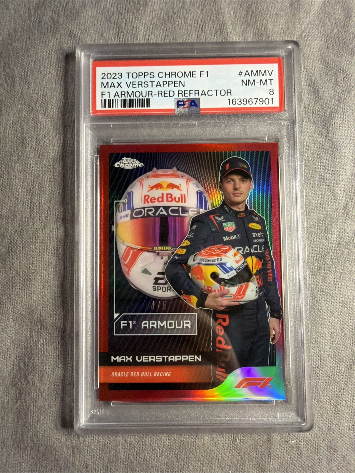 Max Verstappen 2023 Topps Chrome Formula 1 F1 Armour TRUE RED /5 PSA None Higher