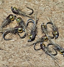 Gold head Hares Ear Nymph 10 pack size 10 and 12 Kamasan Hooks