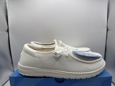 HEY DUDE Wendy Funk Mono White Slip-On Canvas Lightweight Comfort Women's 6