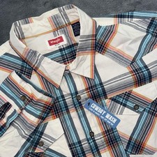 Wrangler Shirt Mens XL Multicolor Plaid Western Button Front Long Sleeve Stretch