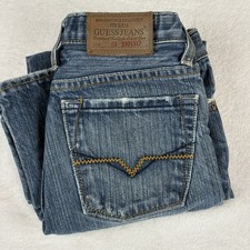 Vintage Y2K GUESS Jeans Boys 7 Med Wash Adjustable Waist Straight Leg Baggy