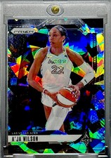 A'ja Wilson RARE ICE REFRACTOR PRIZM HOLO CHROME INVESTMENT CARD SSP, ACES MINT