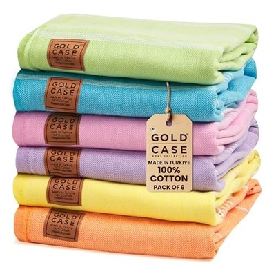 Gold CASE LYCIA Turkish Beach Towel Set of 6 Multicolor-2 Beach-Bath Towel Set
