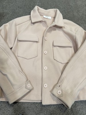 Light Pink Boutique Buttoned Coat, Women's Size L, Breasted Pockets