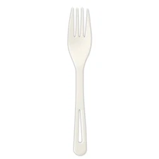 World Centric FOPS6 6.3" TPLA Compostable Cutlery Fork - White (1000/CT) New