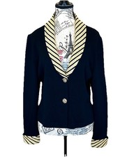 St. John Evening Marie Gray Knit Jacket Black Gold Rhinestone Embellished Sz 10