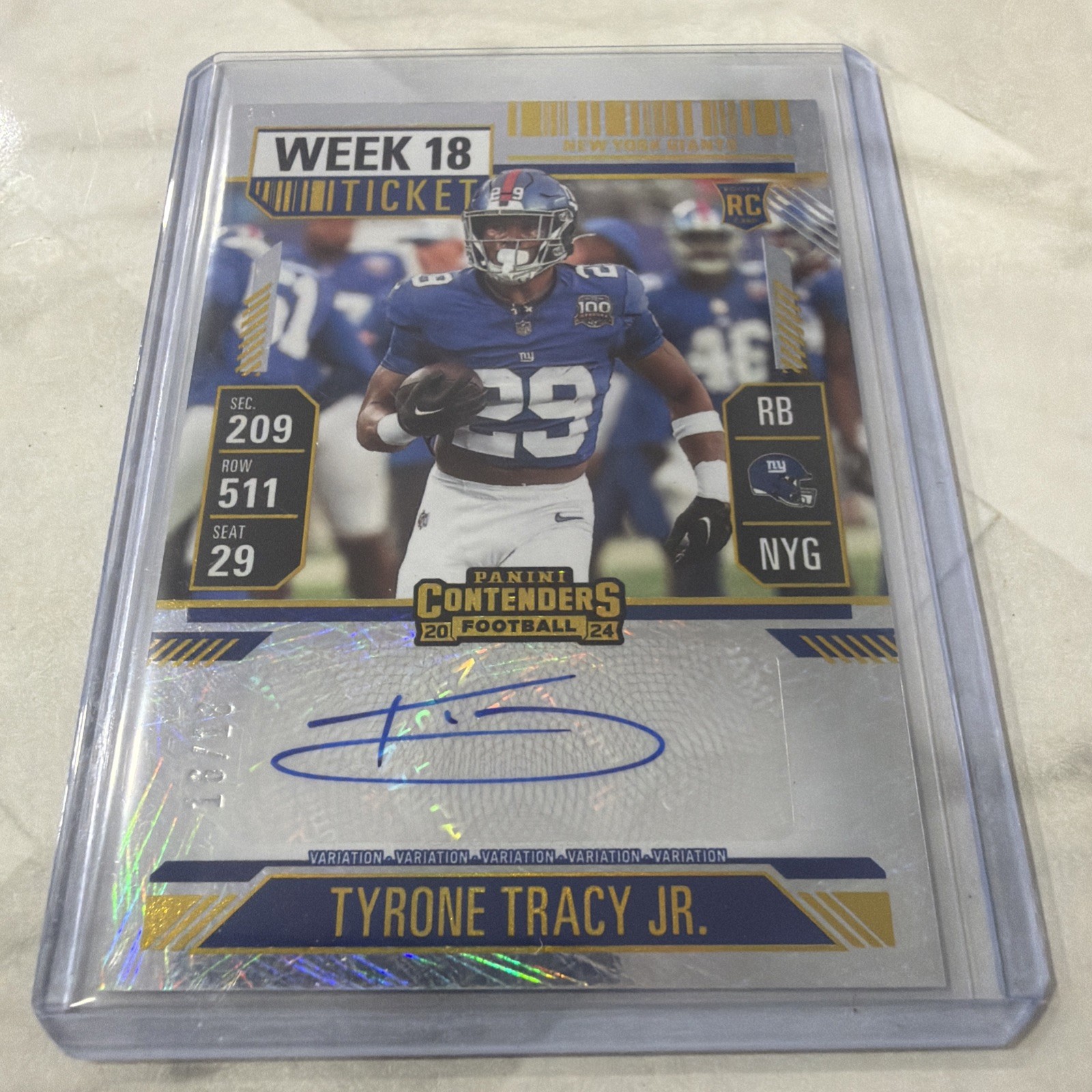 2024 Panini Contenders - Tyrone Tracy Jr. Week 18 Ticket AUTO #179 16/18 RC