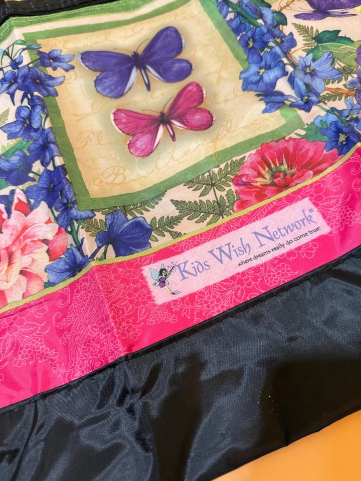 Kids Wish Network Tote Bags Floral Pink Flowers /Butterflies 16.5"X16" NWOT - Image 2 of 4