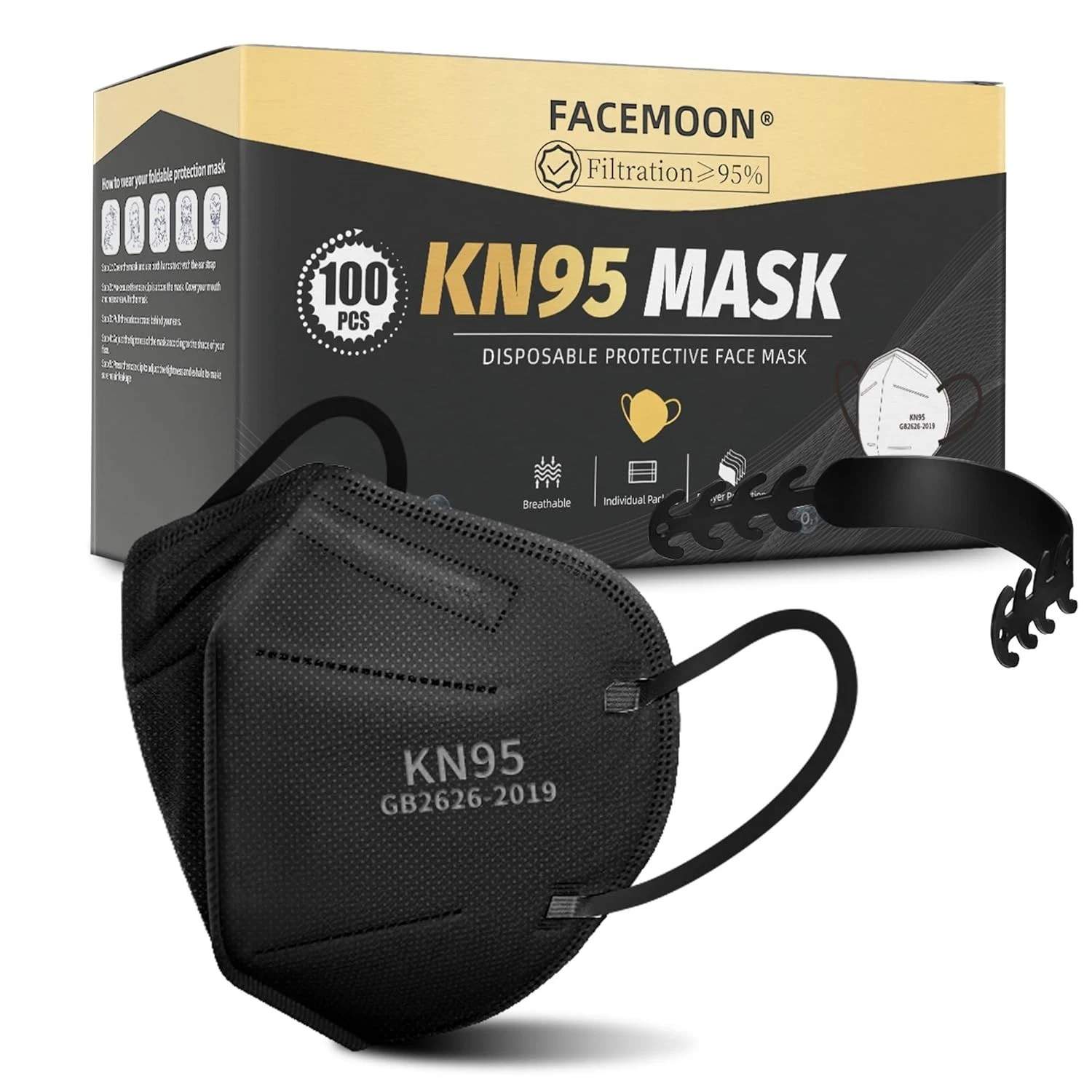KN95 Face Mask Disposable Adults - 100 Pack 5 Layer Protection Adjustable KN95
Opens in a new window