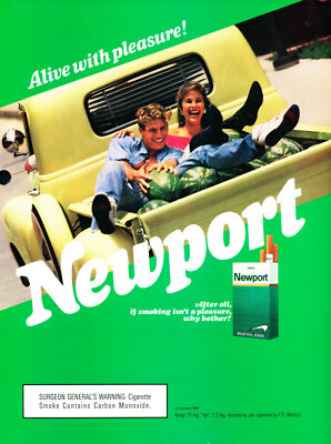 NEWPORT CIGARETTE AD #43 RARE 1991 Out Of Print VINTAGE WATERMELON