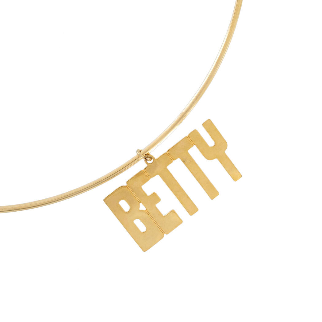 Betty♡ Betty Name Jewelry Choker Gold Tone Bangle Wire Necklace