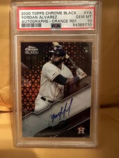 2020 Topps Chrome Black Yordan Alvarez RC Orange Refractor Auto 09/25 PSA 10 Gem