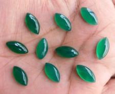  WHOLESALE NATURAL GREEN ONYX CABOCHON MARQUISE SHAPE LOOSE GEMSTONE.