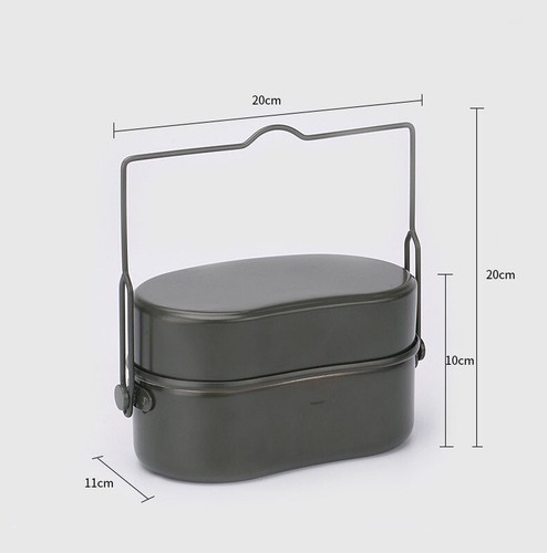 1900ml German Military Mess Tin Repro Black Nonstick Aluminum 2 Layer Mess Kit - Picture 17 of 22