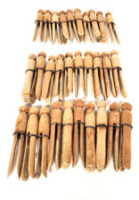 Vintage Wood Clothes Pins Push On Type With Wire 30 Wooden Pins