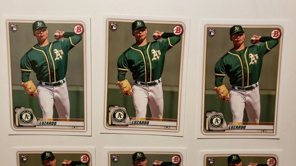 2020 Bowman Jesus Luzardo Lot.Top 100 #/50, ROY Favs Mega Refractor Paper RC X 7 - Image 3 of 4