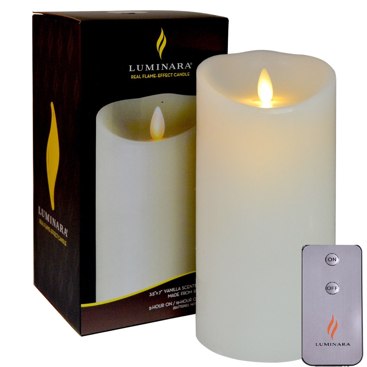 Luminara Flicker Flame Effect Scented Led Candle 7" Real Wax White with