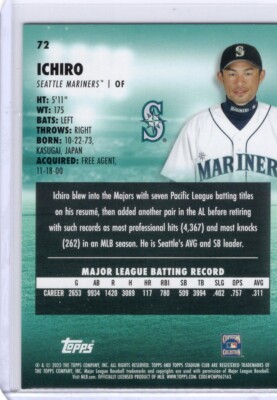 りーちろー　23/25 2023 Topps Stadium Club Ichiro #72 Sepia Parallel Seattle Mariners
