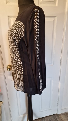 Gerry Weber size 18 hounds tooth check tunic blouse in black - Picture 3 of 8