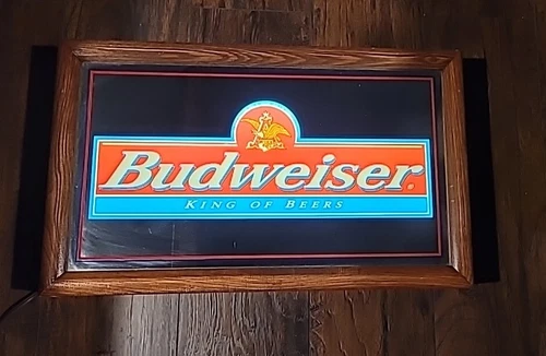 Vintage Budweiser Lighted Mirror Sign Breweriana Bud Home Decor King Of Beers