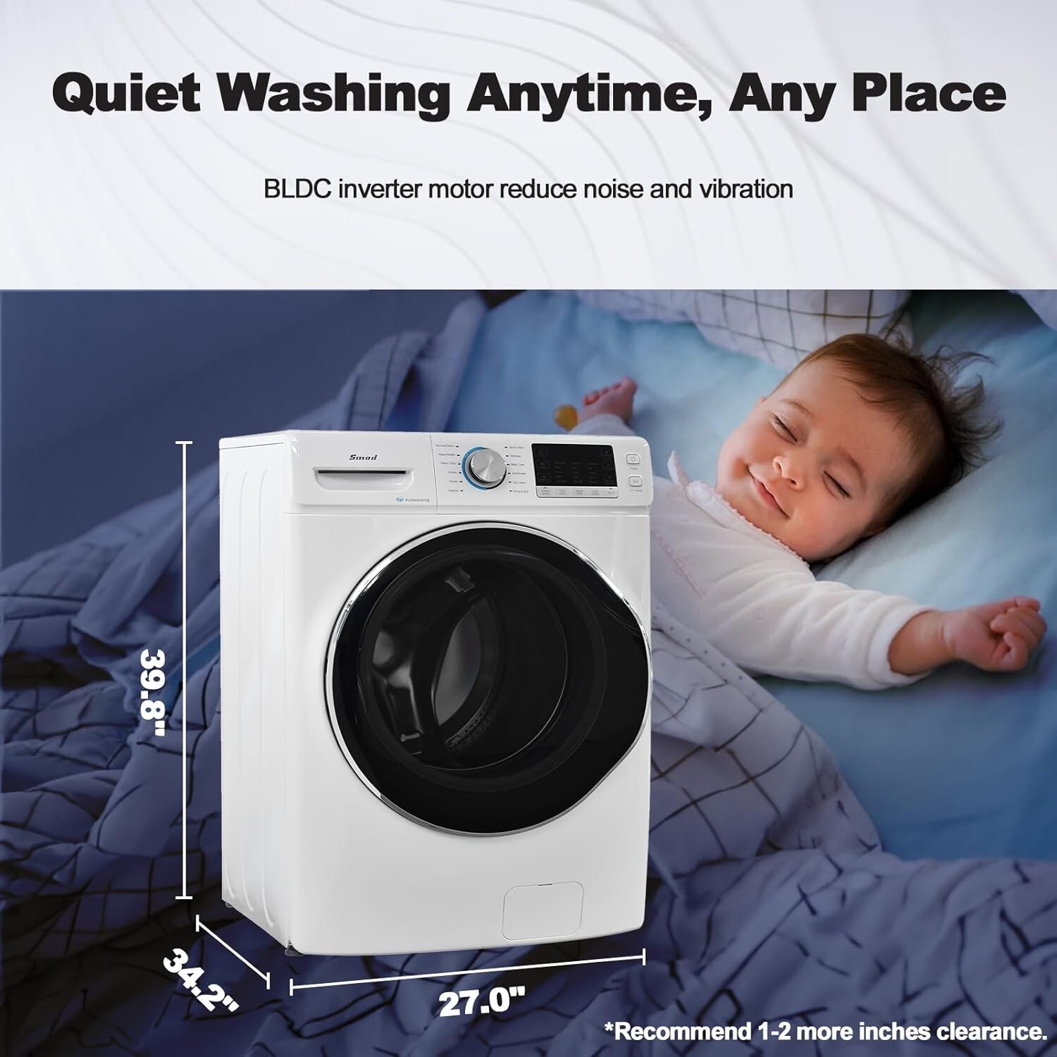 SMAD 4.5 Cu.Ft White Front Load Washing Machine For Apartment Dorm 7