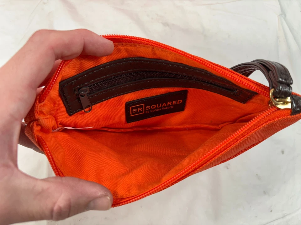 Bolso de Mano SR Cuadrado Sondra Roberts Grande Reversible Naranja con Bolsa Muñequera Foto 3 de 4