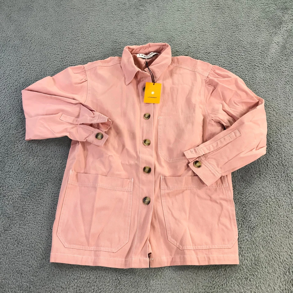 LF Markey Jacket Womens 4 US Puff Sleeve Chore Coat Pink Barn Jean Jacket - Image 2 of 4