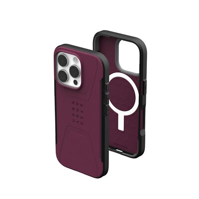 UAG iPhone 16 Pro Case 6.3'' Civilian - Rugged Slim Sleek Shockproof, Bordeaux
