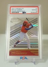 2021 Panini Chronicles Clear Vision Gold #3 Bryce Harper /10 GEM-MT PSA 10 Pop 1