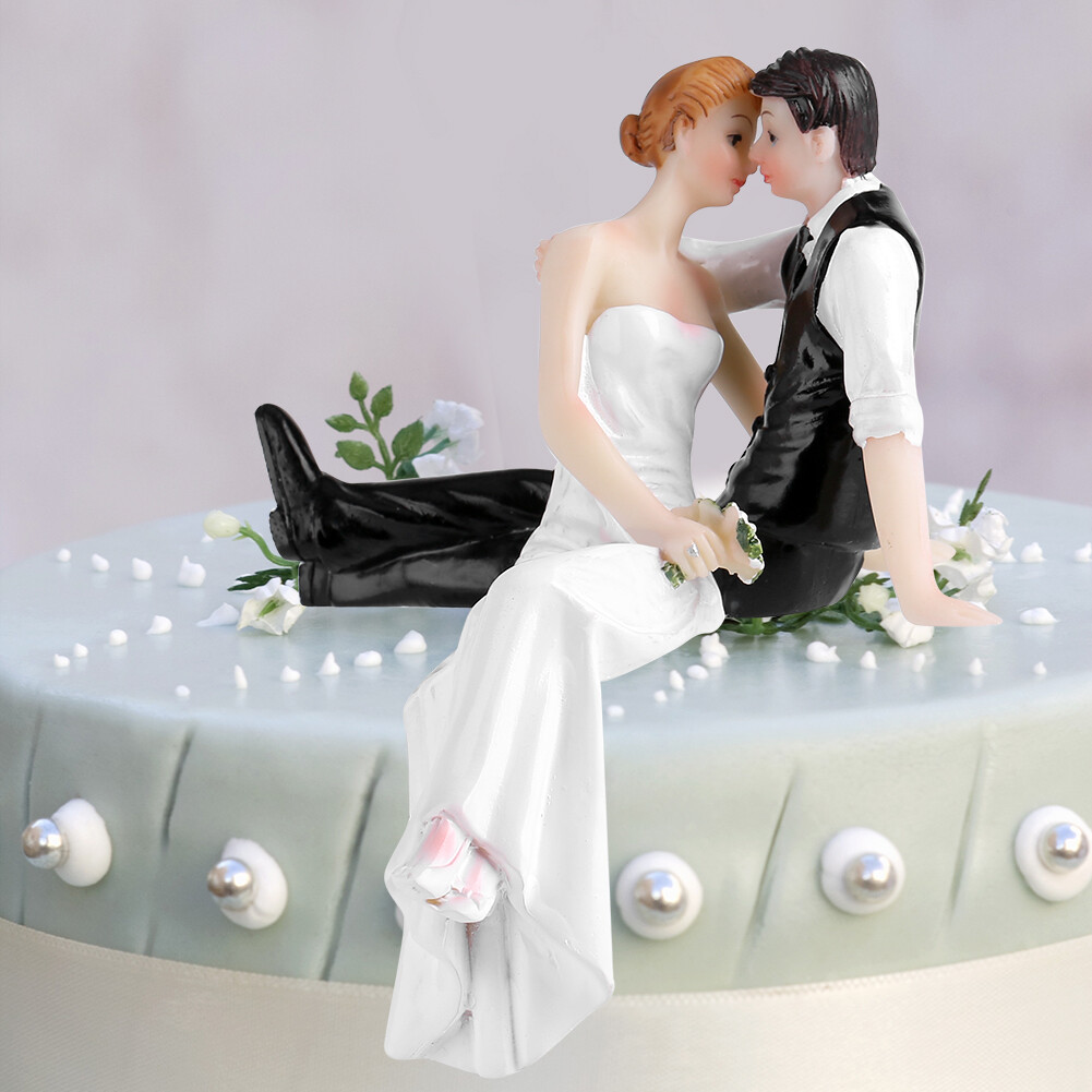 New Wedding Cake Toppers Couple Bride&Groom Resin Figurine Funny Decoration GB