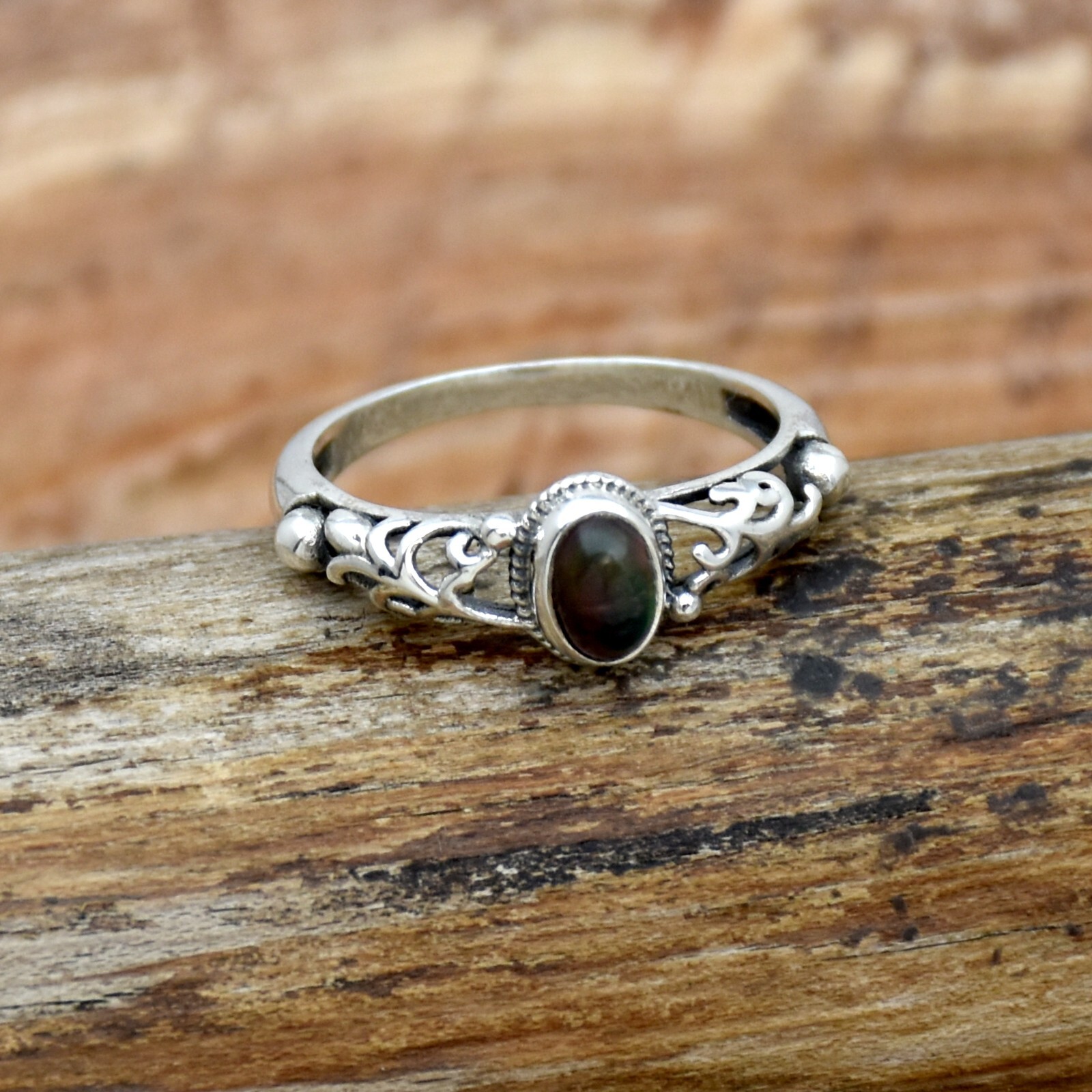 Ethiopian Black Opal Ring 925 Sterling Silver Women Ring Handmade Ring Boho Ring