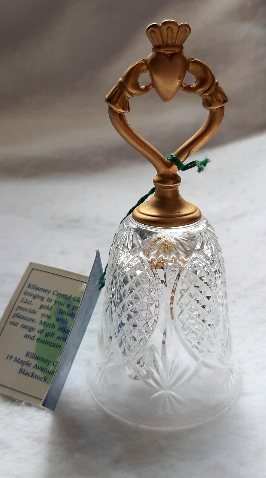 Killarney Crystal Ireland Bell 24 Lead Crystal 22CT Gold Finishing