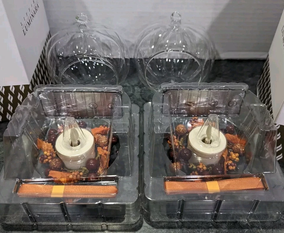 Luminara Remote Control Fall Harvest Pumpkin Glass Ornament Flameless Candle 2 - Image 2 of 4