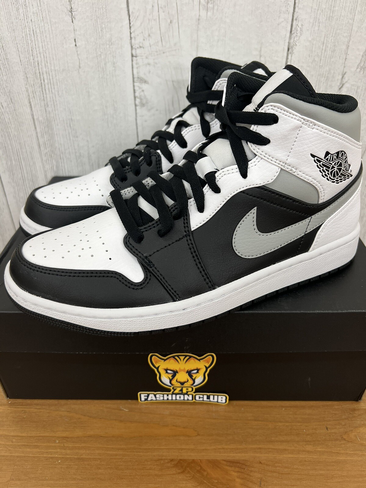 Air Jordan 1 Mid Shadow White Black Smoke Grey MENS 554724-073 GS554725-073