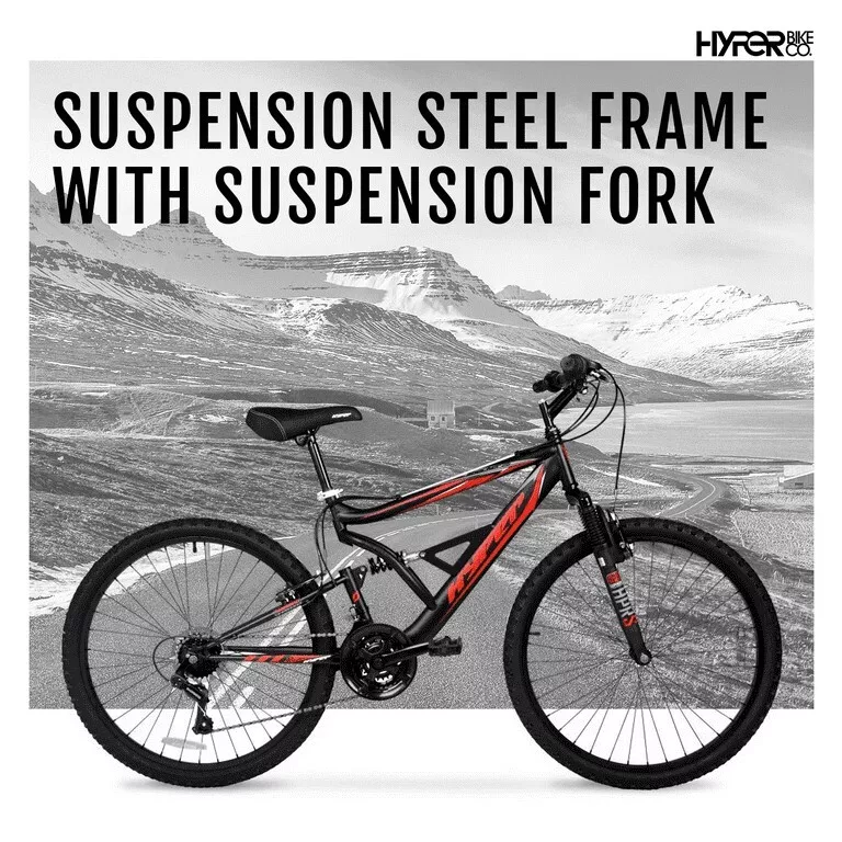 Hyper Shocker 26 inch Mountain Bike for Men Black Red Bike mtb