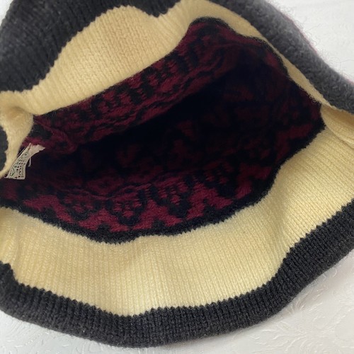 Sombrero de esquí de lana original Moriarty hecho a mano Stowe Vermont EE. UU. negro granate Pom Pom - Imagen 8 de 10