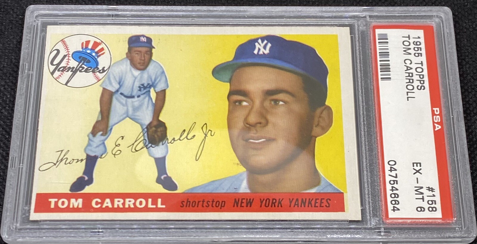 1955 Topps Baseball #158 Tom Carroll New York Yankees PSA 6 EX-MT