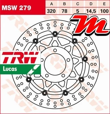 Disque de frein Avant TRW Lucas MSW 279 pour Triumph 1050 Sprint ST 215NA 09-10 - Photo 1/2